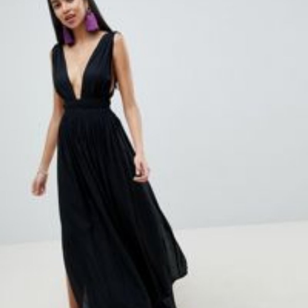 ASOS Greek goddess maxi dress low cut and cut back